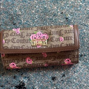 Juicy Couture Brown and Pink Floral Wallet